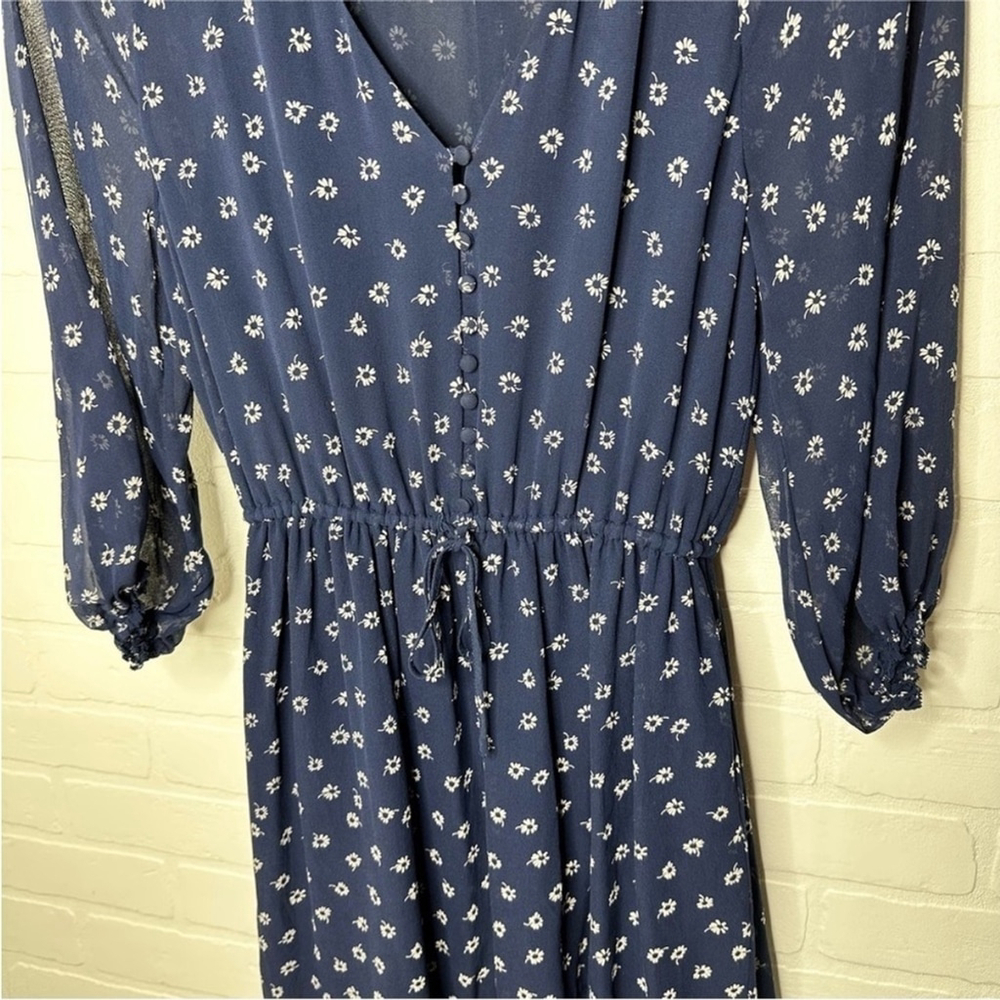Joie Alithea Dress Floral Long Sleeve Asymmetrical Ruffle Hem sz XS - Picture 8 of 9